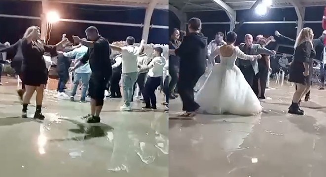 Antalya'da düğün pisti suyla doldu