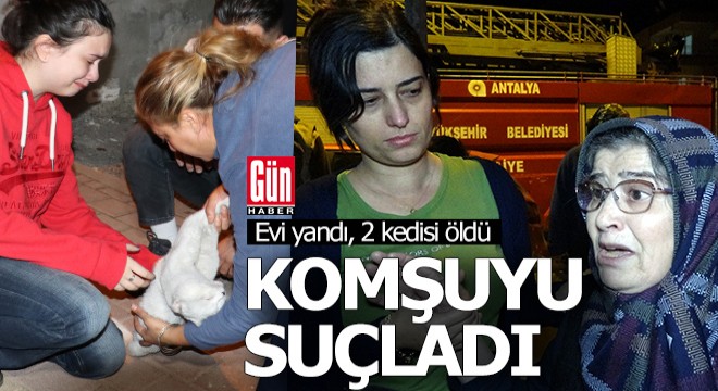 Antalya'da evi yakılıp, 2 kedisi ölen kadın komşuyu suçladı