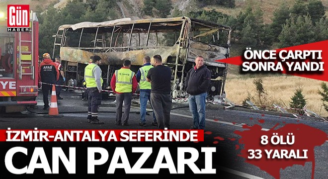 Bariyerlere çarpan yolcu otobüsü yandı: 1'i bebek 8 ölü, 33 yaralı
