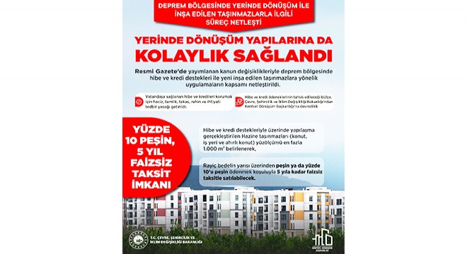 Deprem bölgesinde yerinde dönüşüme kolaylık sağlayan kanun yasalaştı