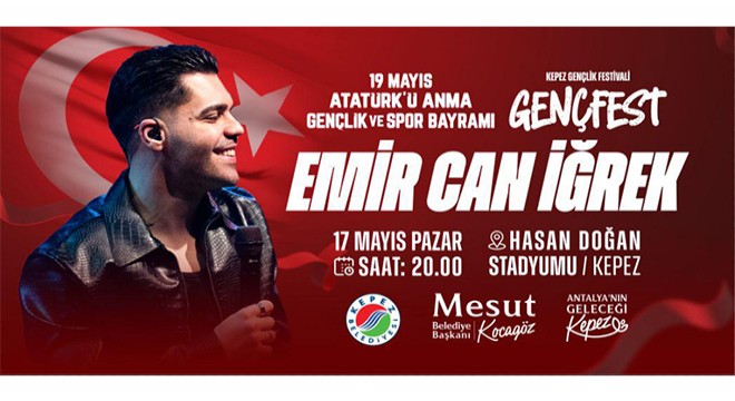 Kepez'de 19 Mayıs sahnesinde Emir Can İğrek konseri