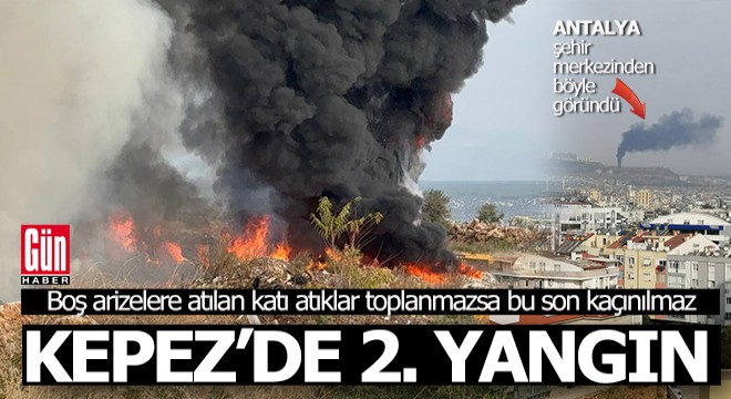 Kepez'de toplanmayan katı atıklar tutuştu